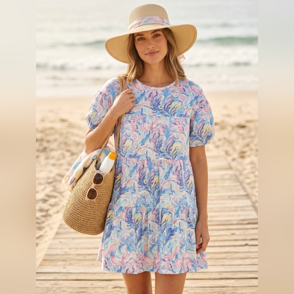 NWT Simply Southern Watercolor Tiered Mini Dress Size Large
